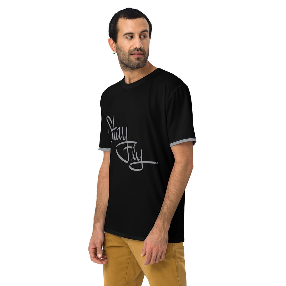 Thumbnail: Men's Stay Fly black (grey trim) t-shirt