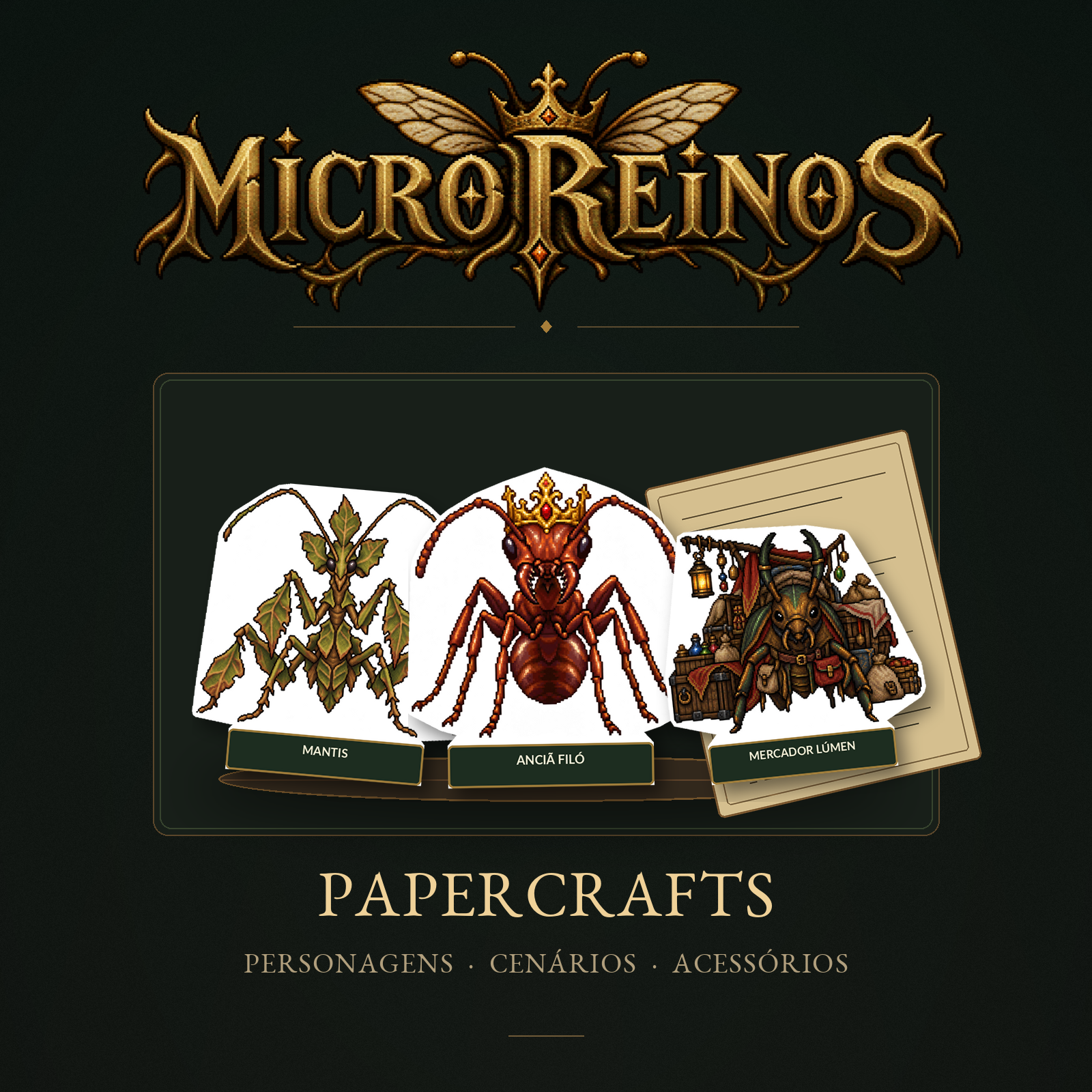Micro Reinos - Kit de Papercrafts: Personagens e Cenários | Volume 01