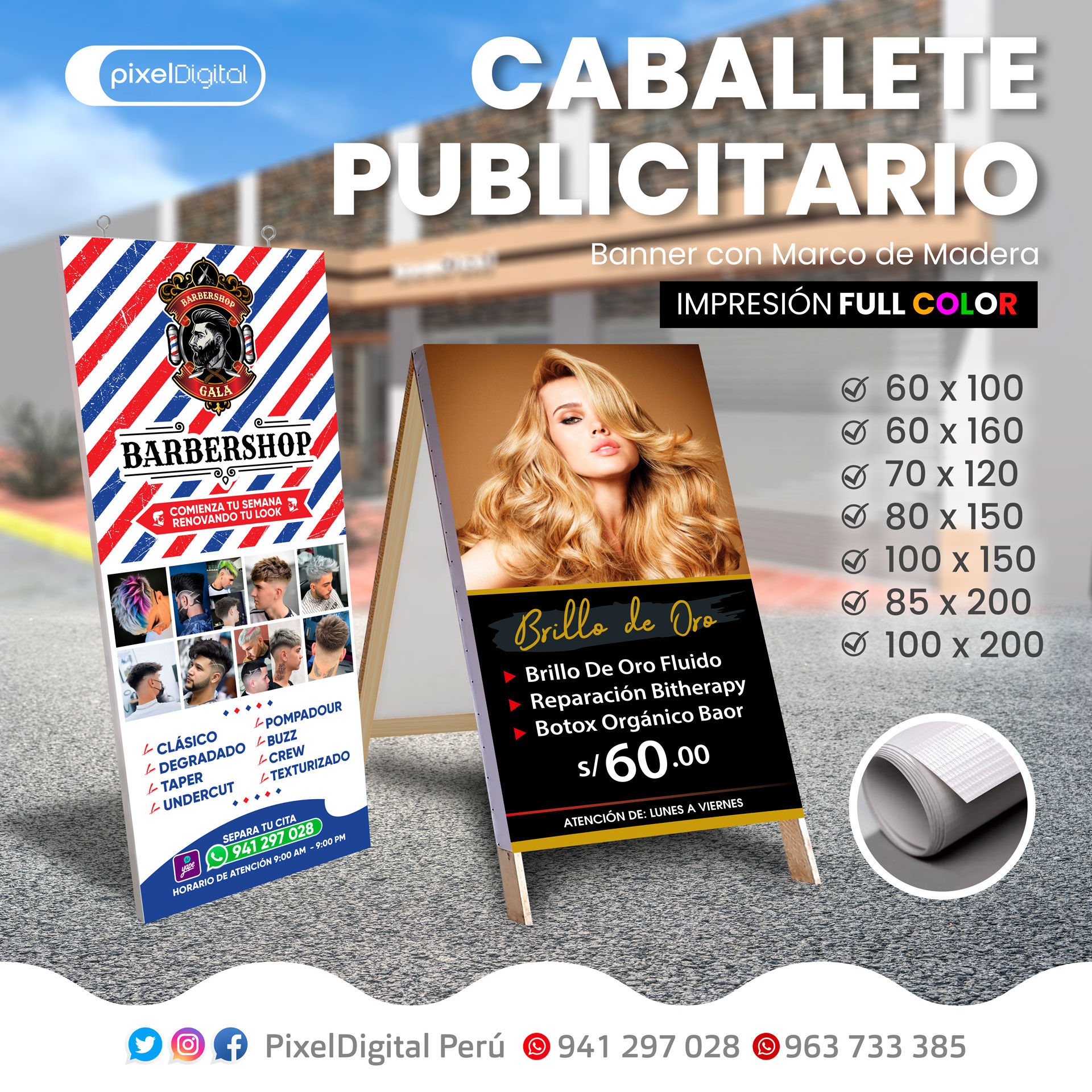 Caballete banner con bastidor