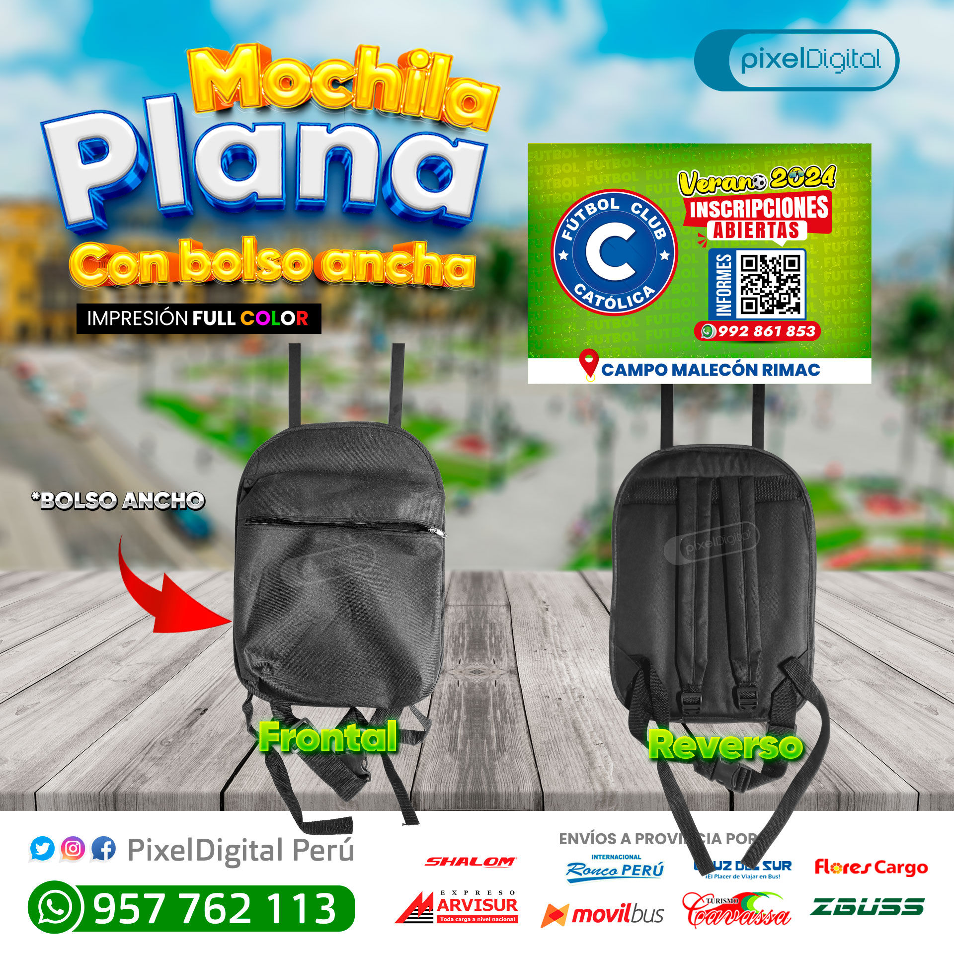 mochila publicitaria rígida con bolso