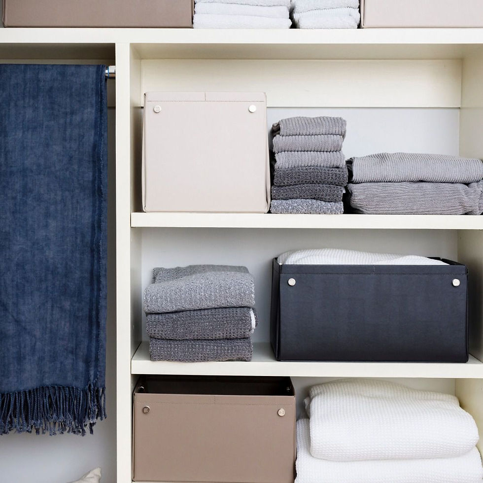 Thumbnail: Vegan Leather Collapsable Storage Basket DOVE (2 Sizes)