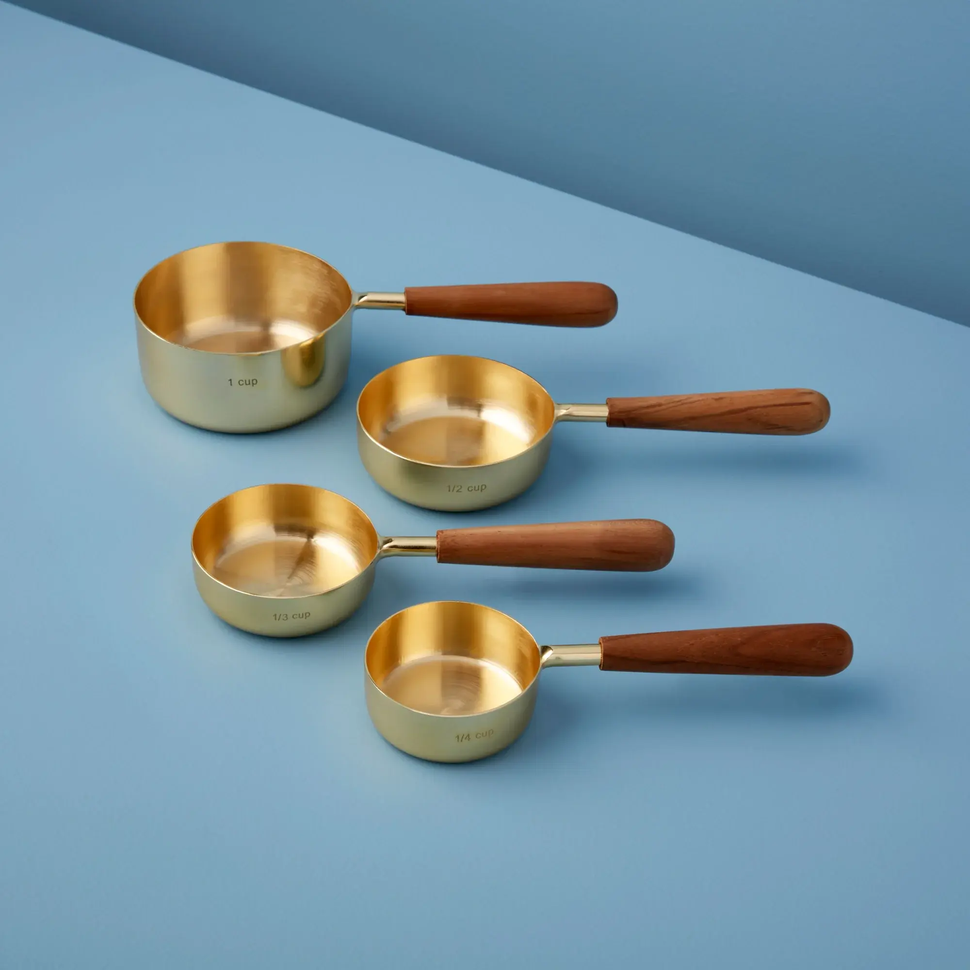 Gold And Wood Measuring Cups