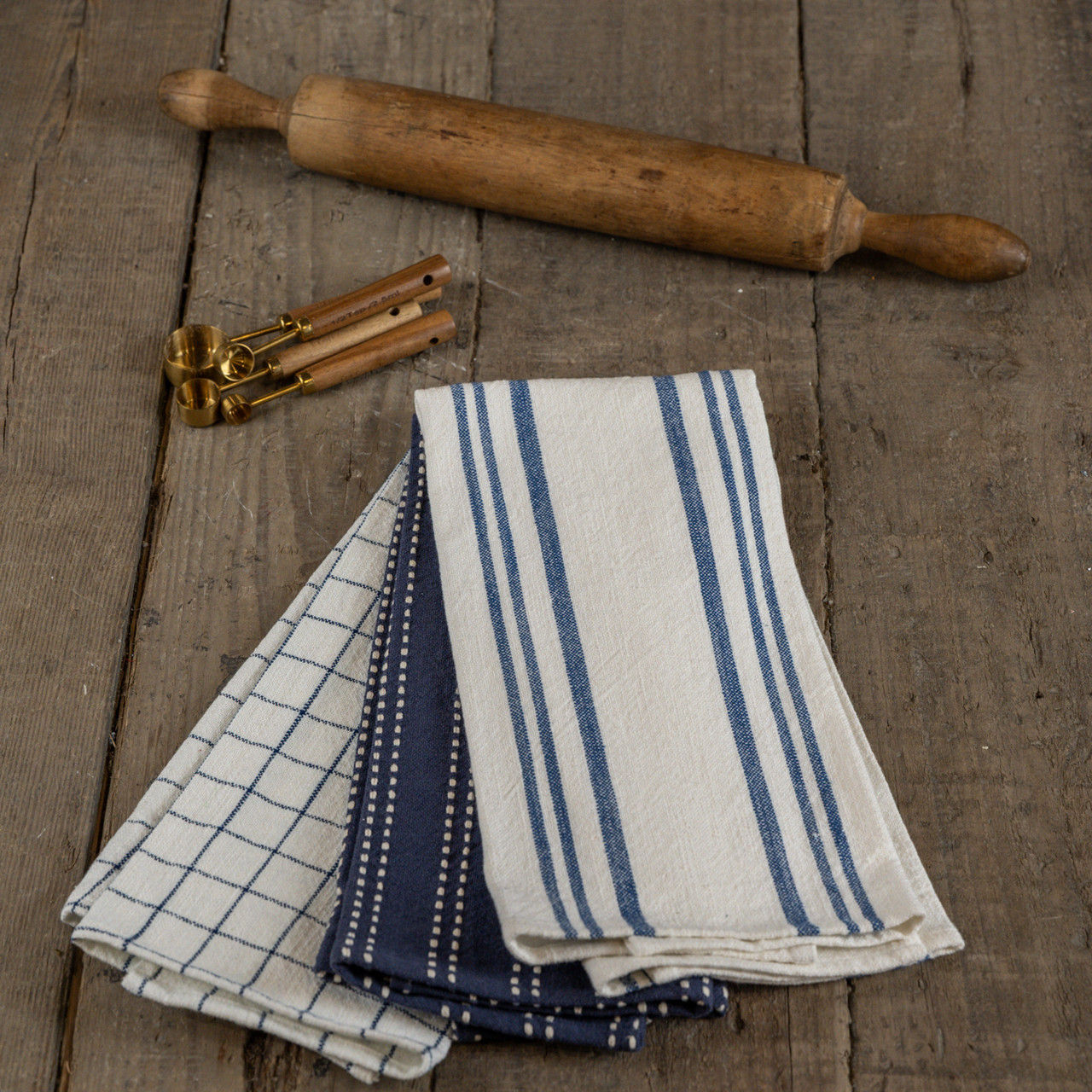 Set Of 3 Blue/White Kitchen Towels