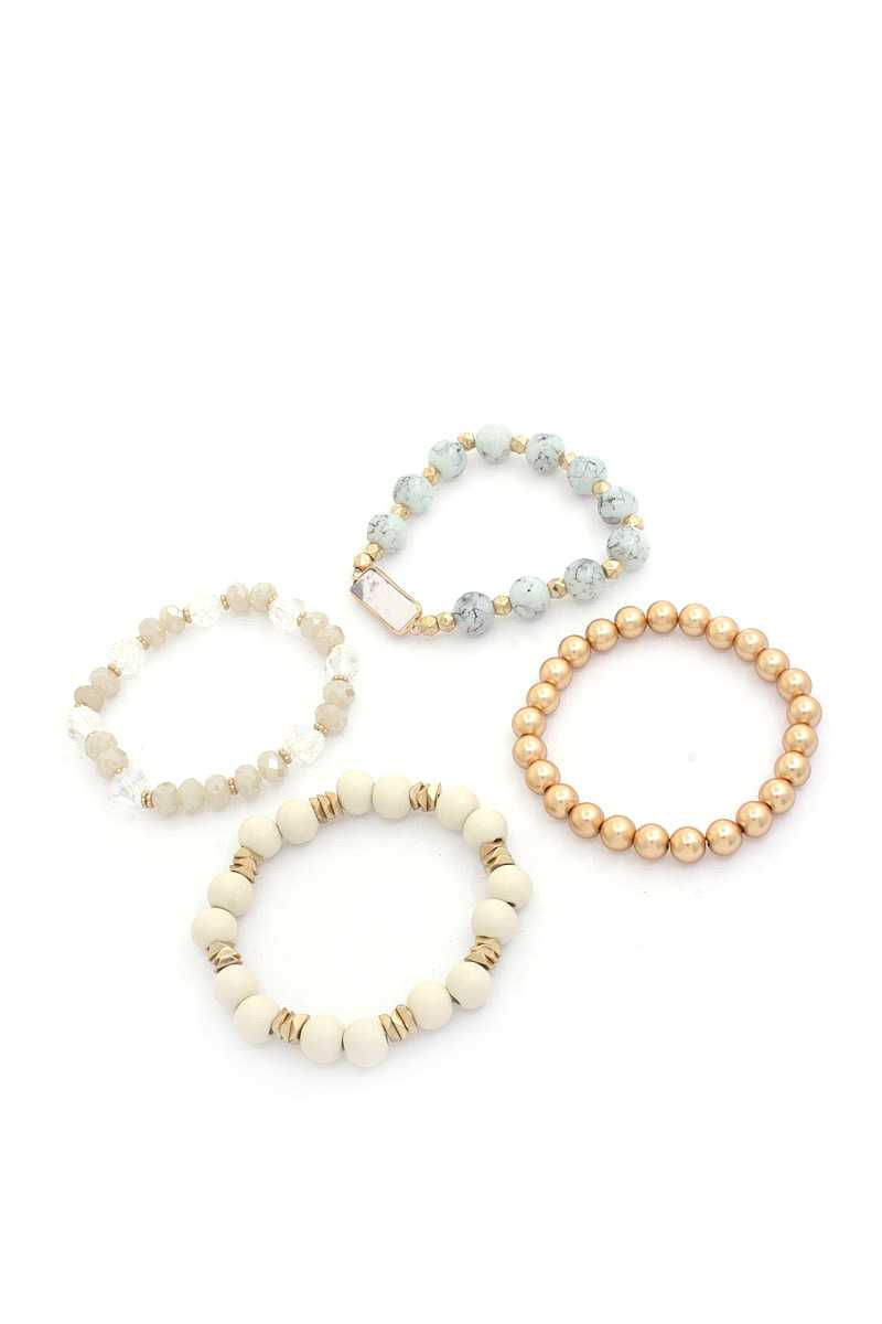 Thumbnail: Rectangle Stone Beaded Bracelet Set