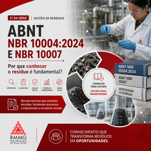 Capa do blogg escrito: ABNT NBR 10004:2024 e ABNT NBR 10007. Imagem de resíduos e laboratório.