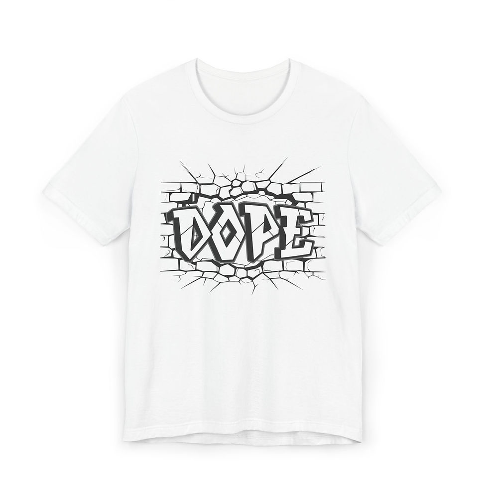 White T-shirt with 'Dope' graffiti print