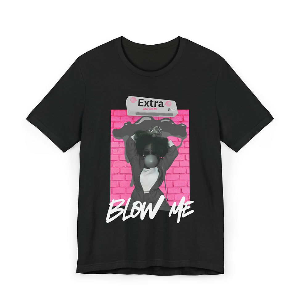 Black T-shirt with 'Blow Me' graphic