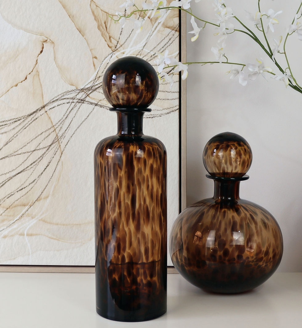 Thumbnail: Harvey Tall Brown Tortoiseshell Effect Bottle With Lid