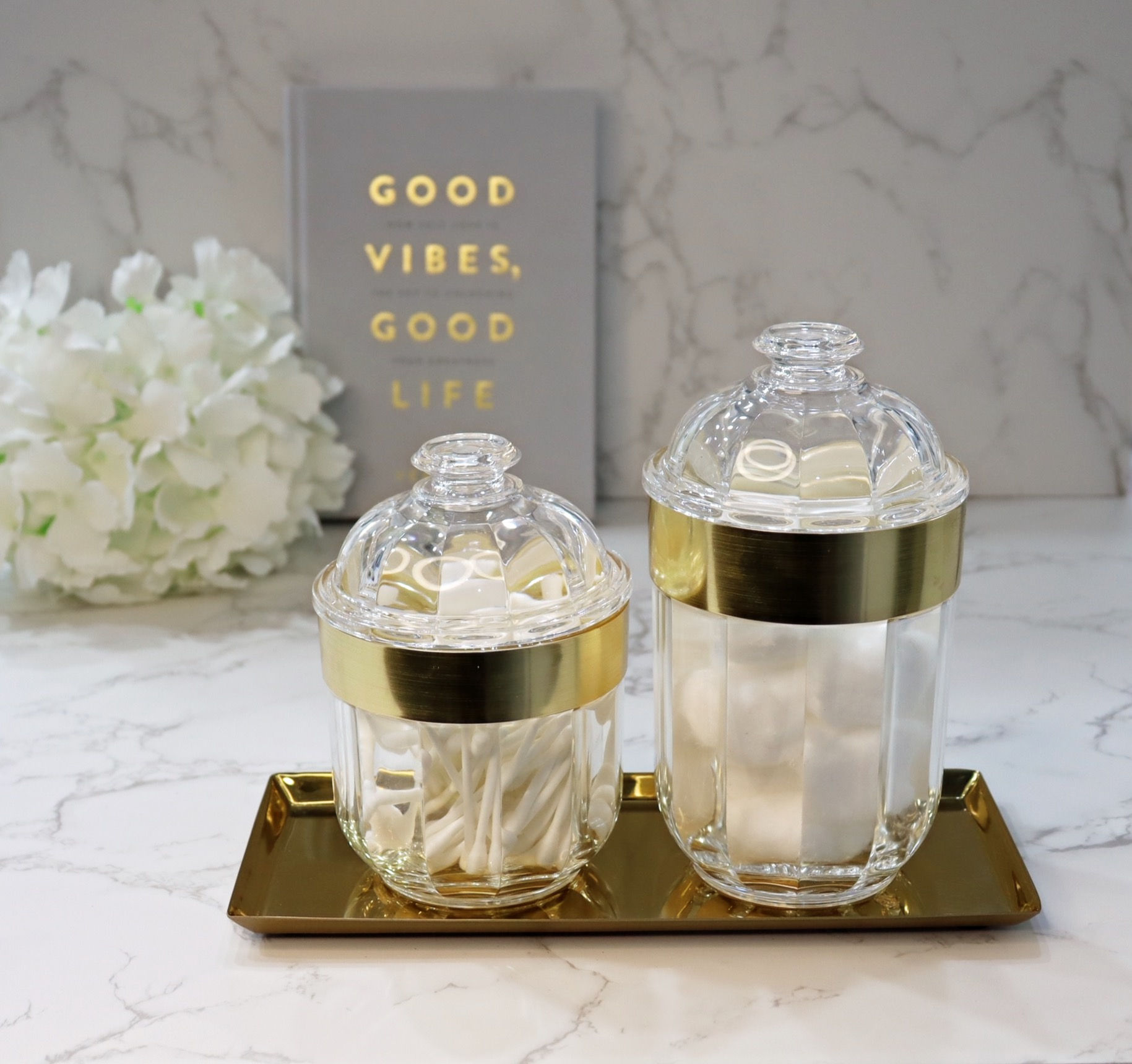 Arlo Small Acrylic Canister With Gold Rim