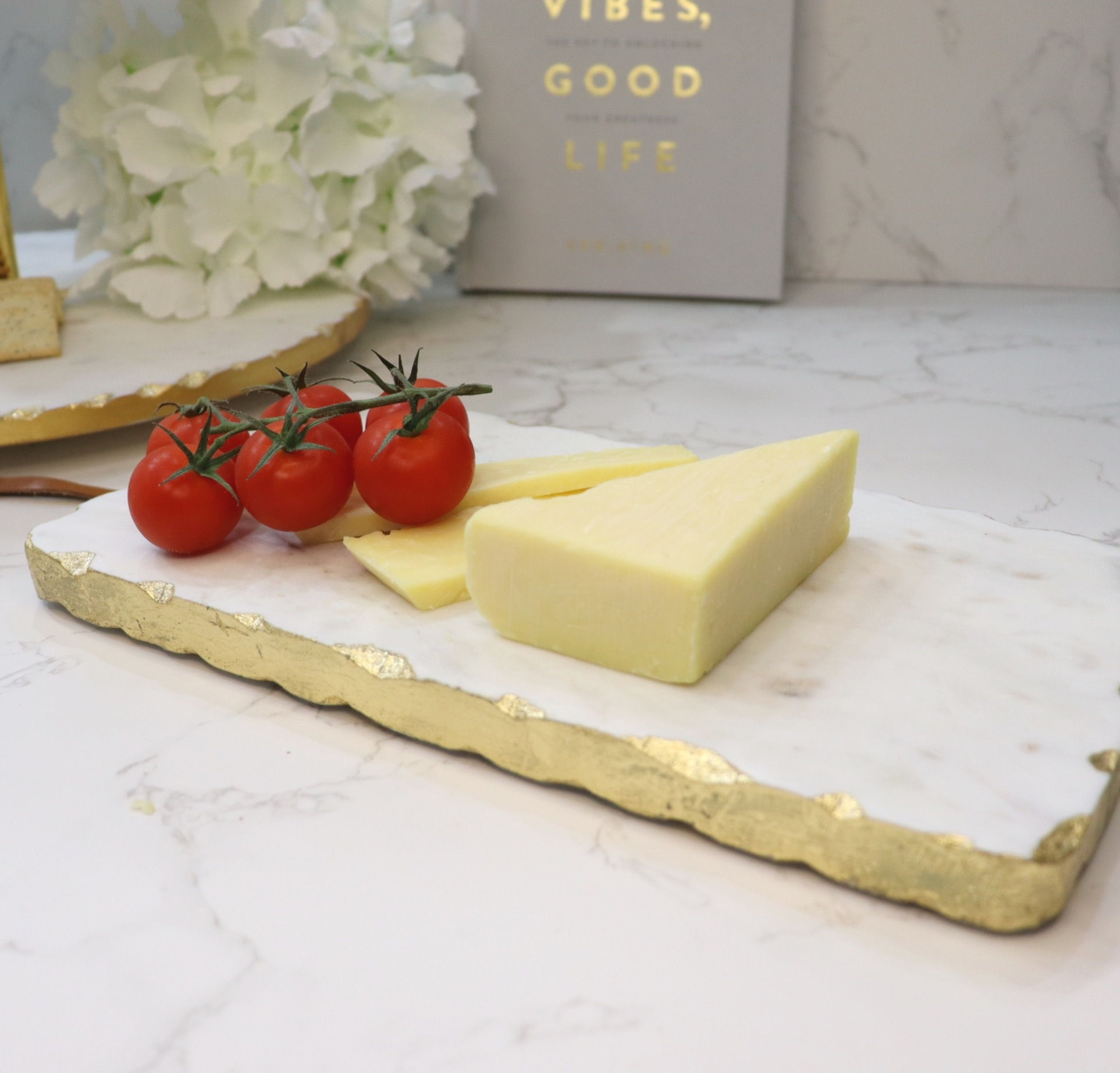 Ralph White Marble And Gold Edged Serving Board