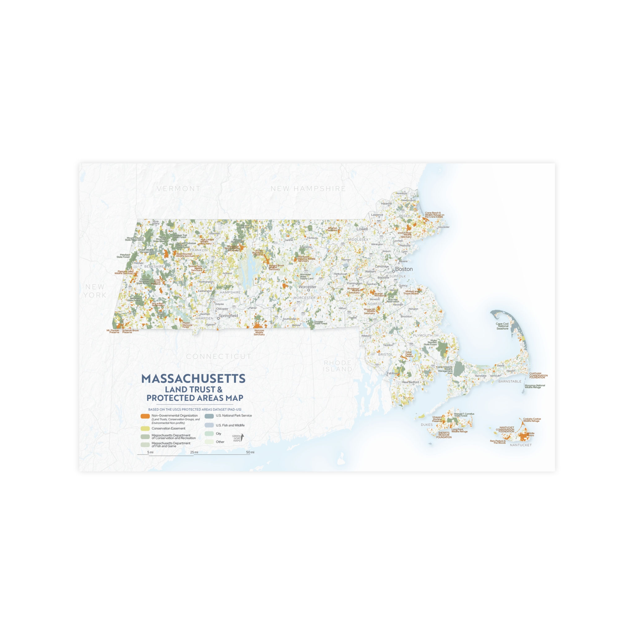 Massachusetts Land Trust & Protected Areas Map