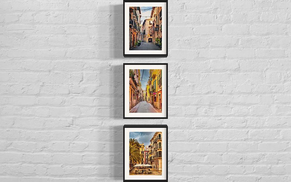 Drei gerahmte Fotos: Palmas Straßen I - Serie von 3