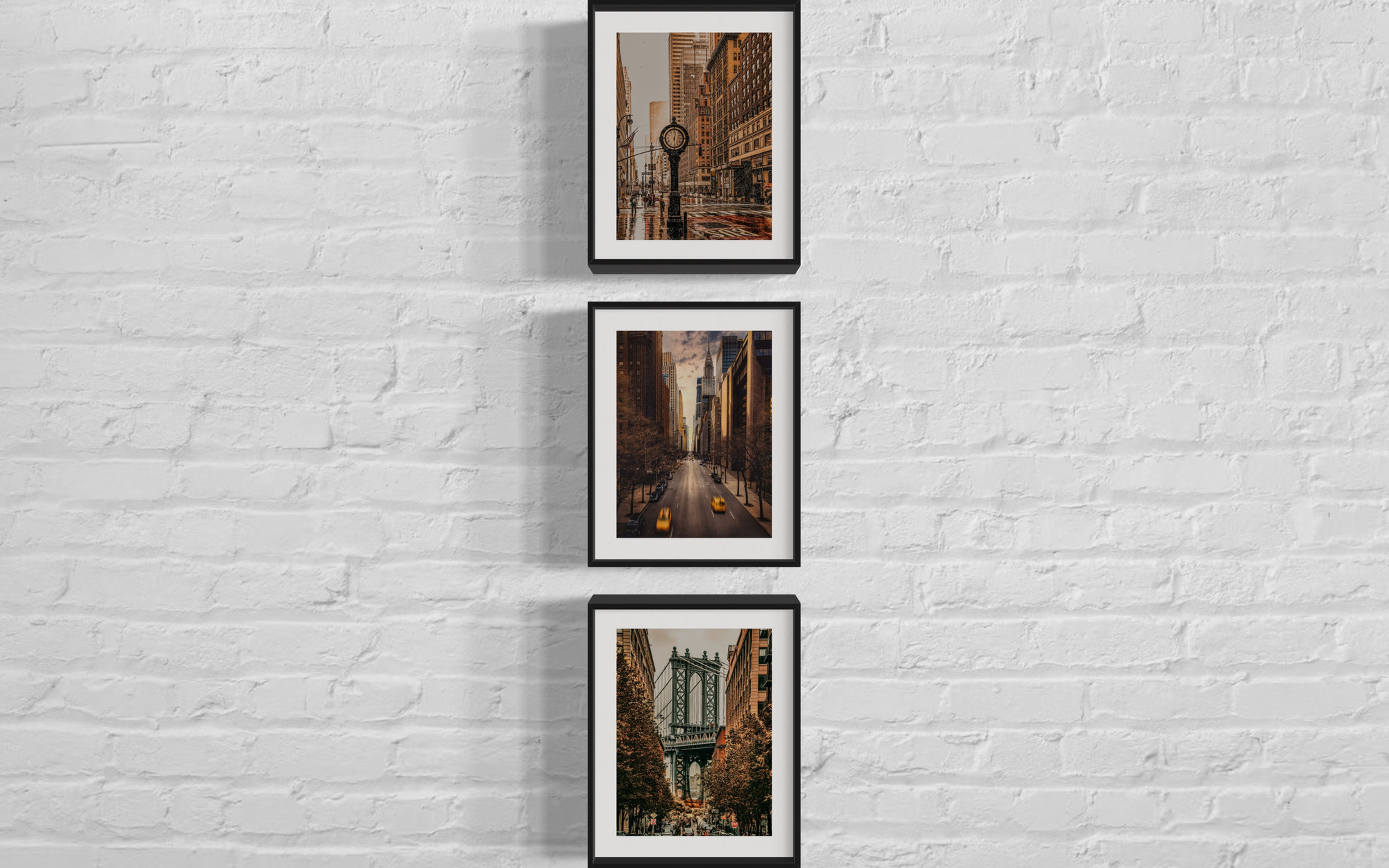 Drei New Yorker Stadtansichten, gerahmt