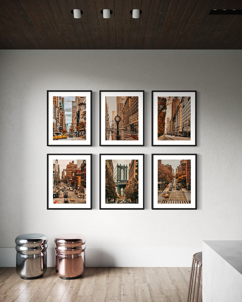Herbstliche New York City Ansichten: Sechs gerahmte Fotos