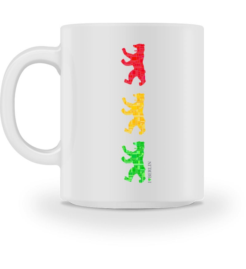 Bären-Kaffeetasse: rote, gelbe, grüne Bären