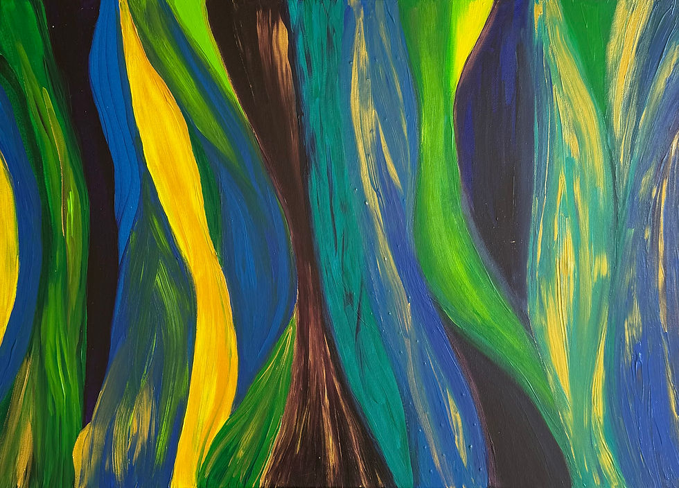 Abstrakte Malerei: Blau, Grün, Gelb