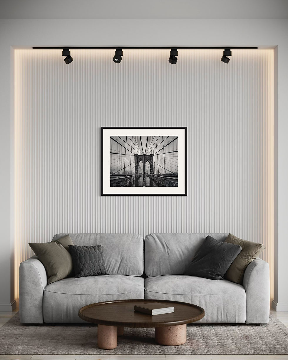 Miniaturbild: Schwarz‑Weiß‑Ansicht der Brooklyn Bridge mit markanter Seilstruktur und urbaner Perspektive – Brooklyn Bridge V
