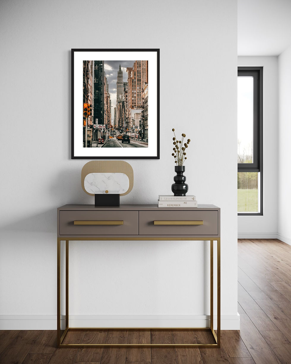 Miniaturbild: Autumn Streets of New York VII: Herbstliche New-York-Straße mit Blick auf die Skyline und buntem Laub