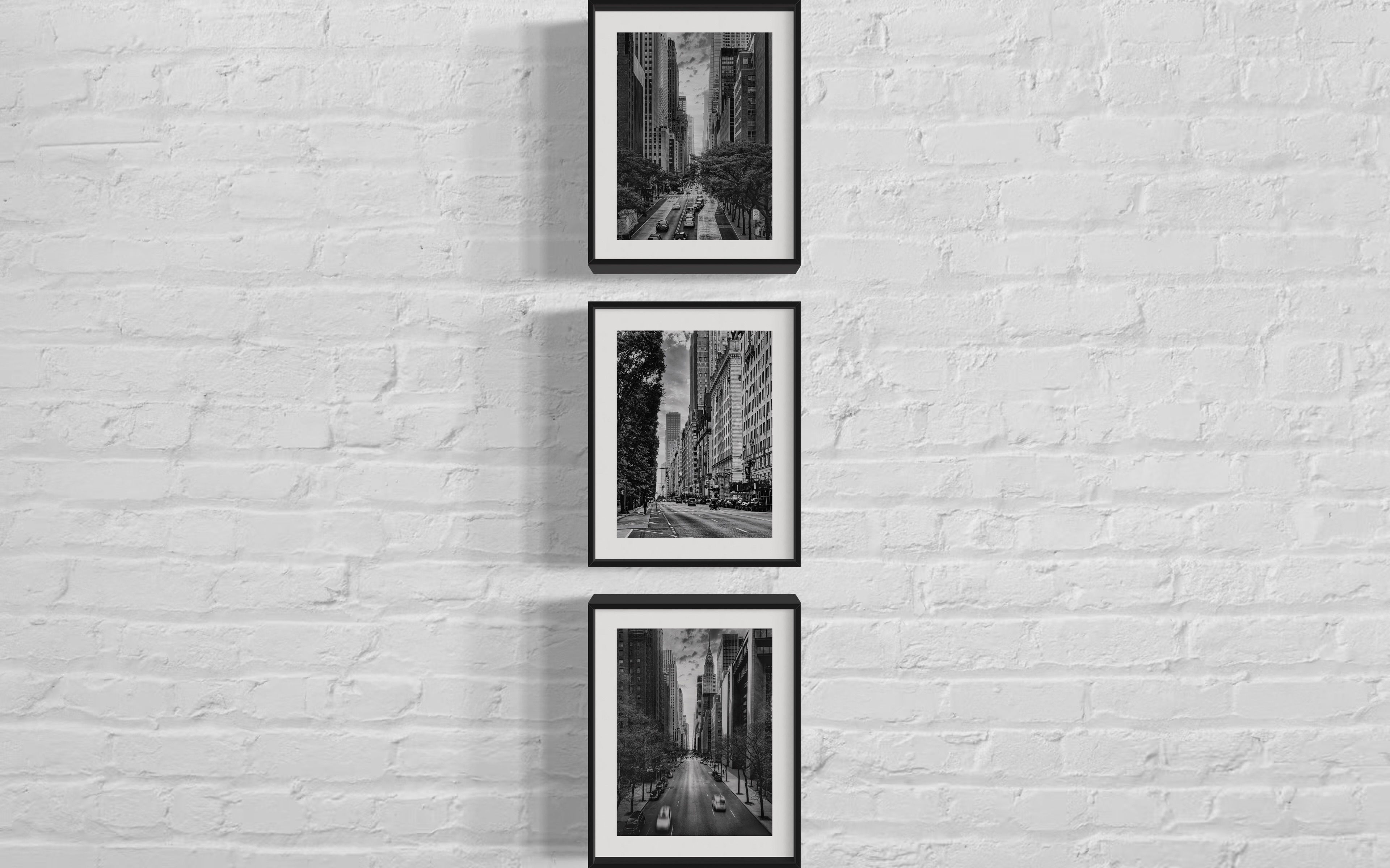 Drei Schwarz-Weiß Fotos: New Yorker Straßen