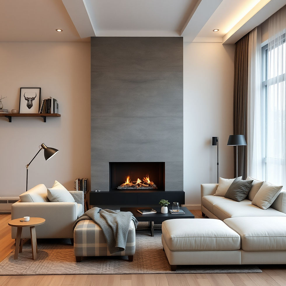 Wohnzimmer mit Kamin, modern