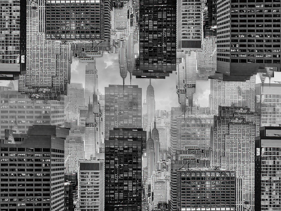 Schwarz-weiß-Foto: Dichte New Yorker Skyline