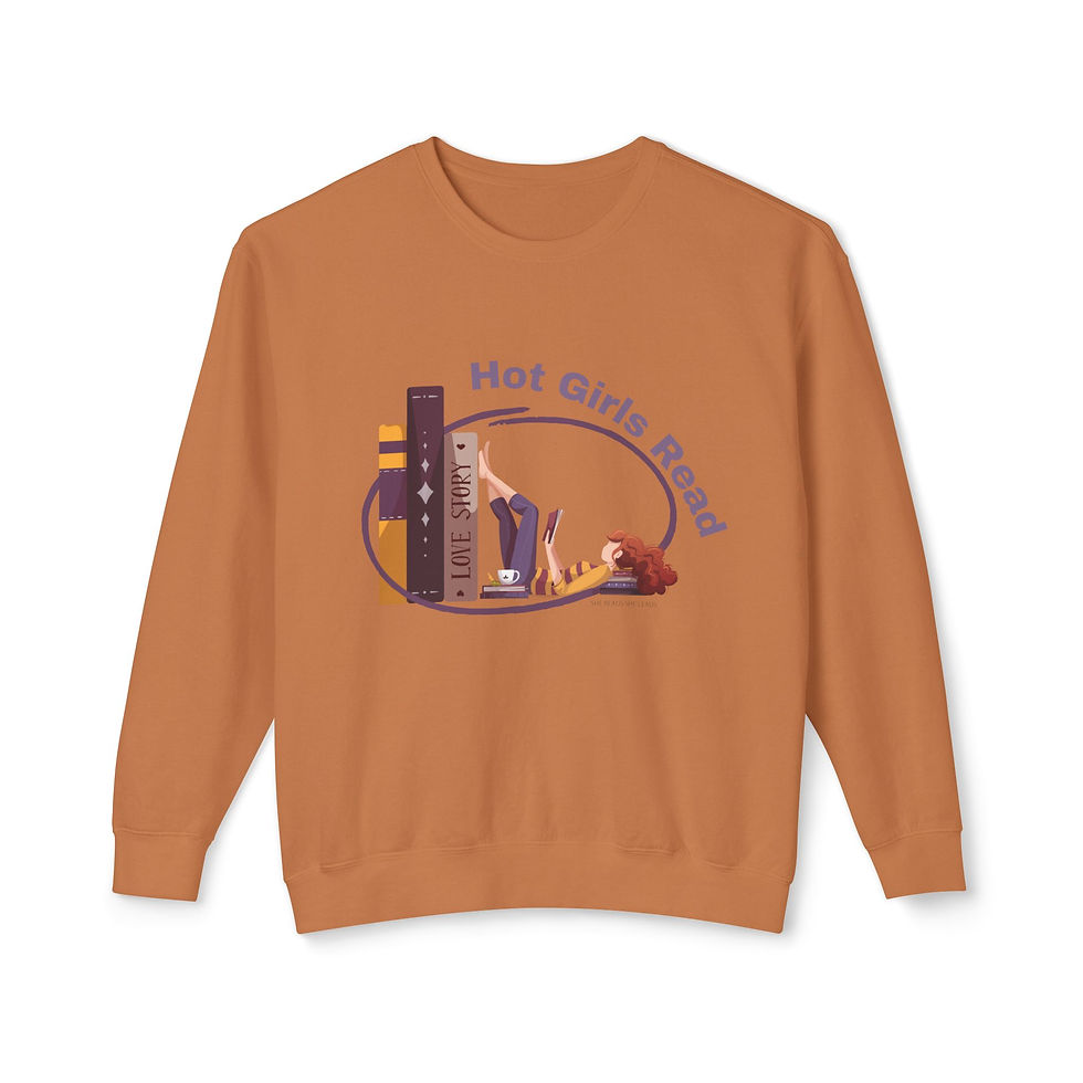 Thumbnail: Hot Girls Read Unisex Lightweight Crewneck Sweatshirt