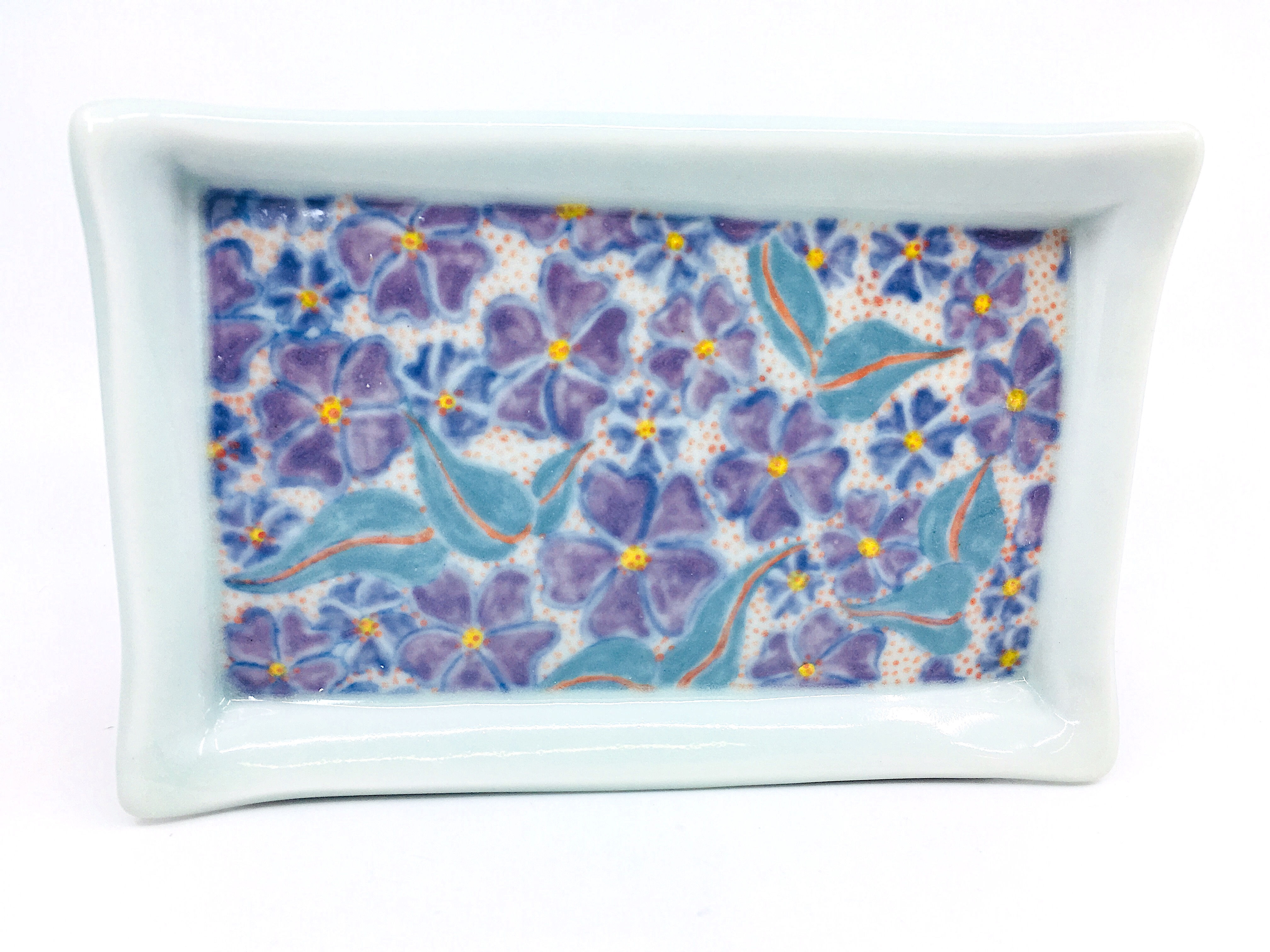 Porcelain Hand Painted Tray with Lithographed Floral Pattern