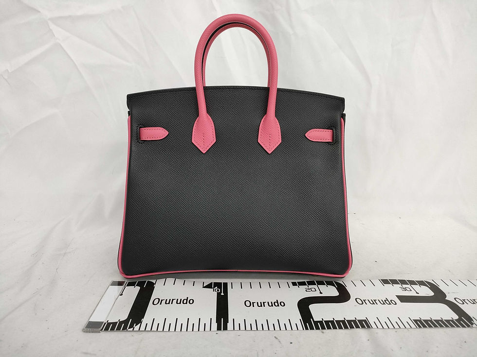 Thumbnail: Birkin 25 Epsom black pink double color gold hardware