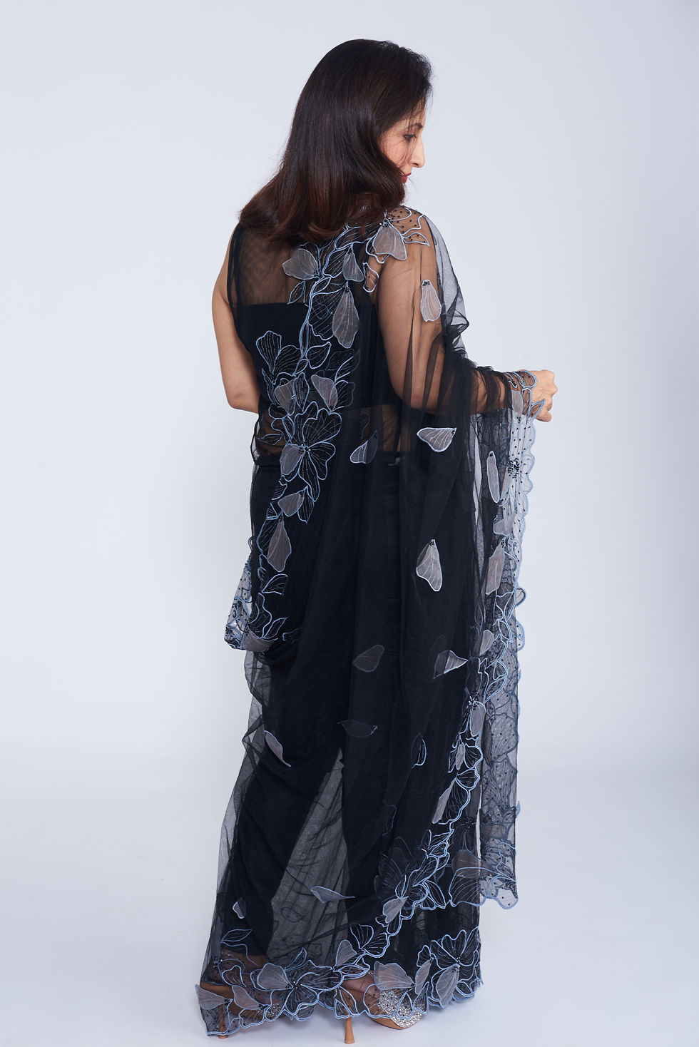 Thumbnail: Black Net Saree