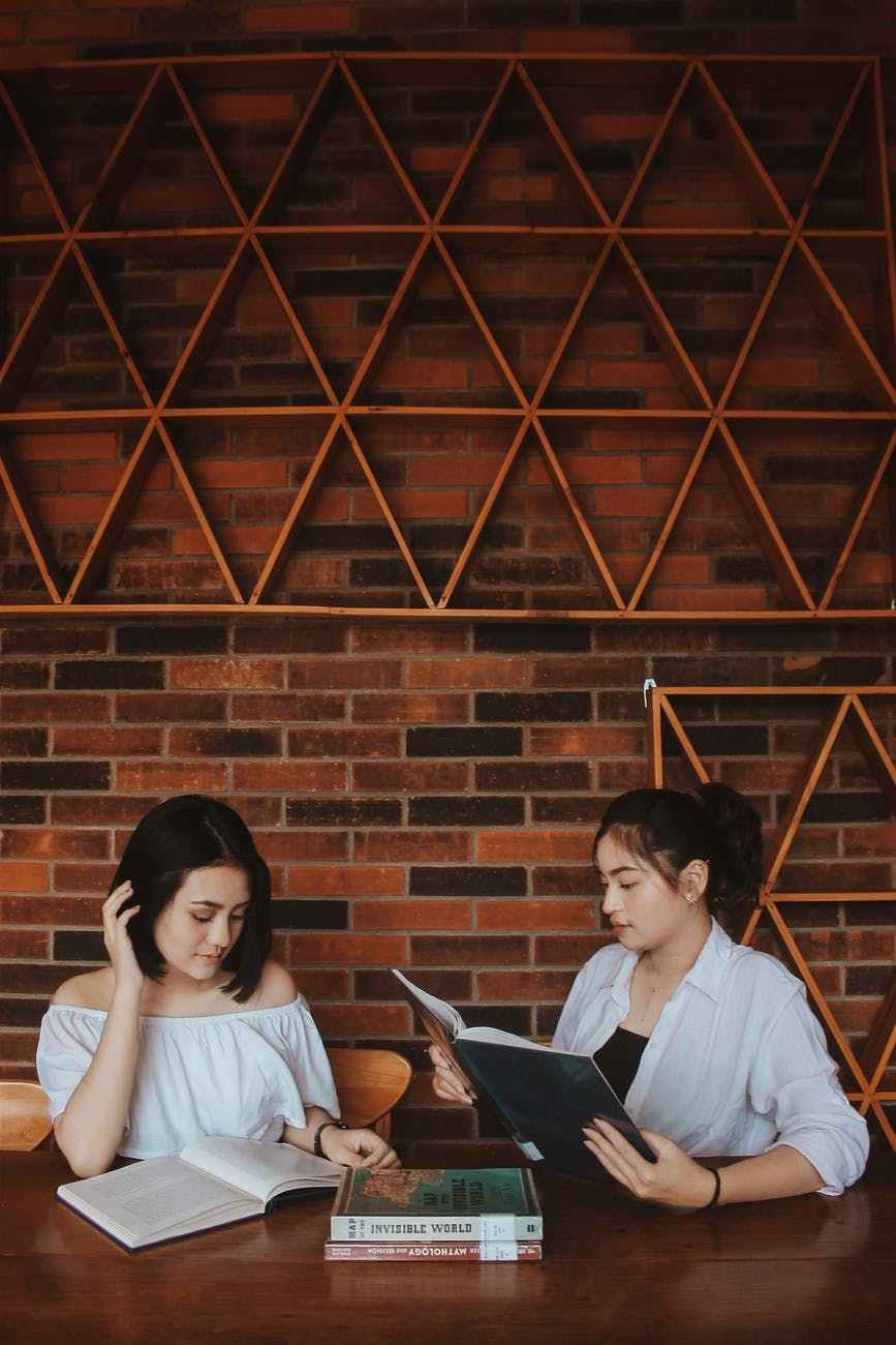 busy women reading books