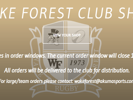   Wake Forest Rugby Club Shop Now Open!