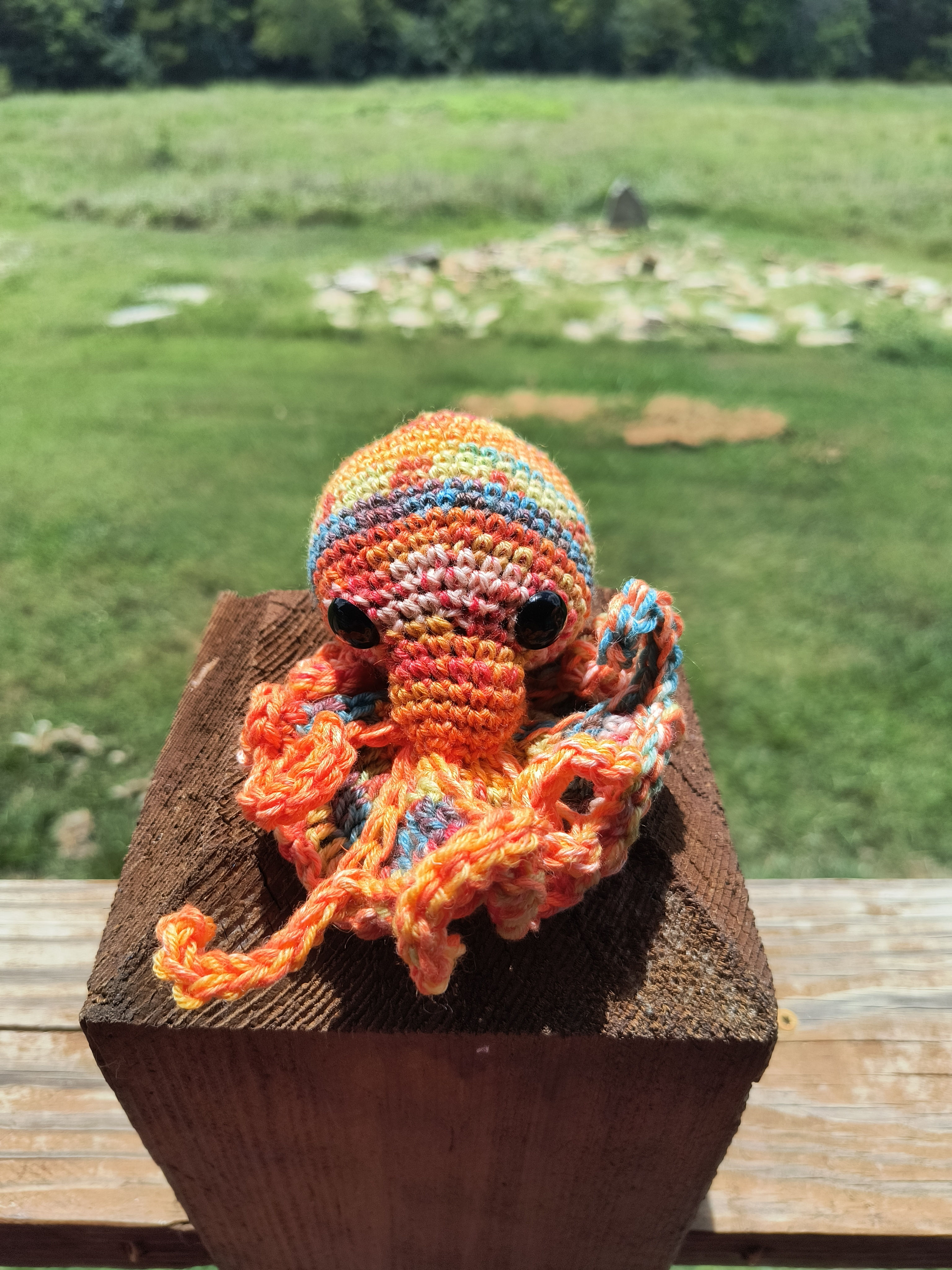 Octopus-soft plush weighed realistic handmade crocheted Multicolored Orange