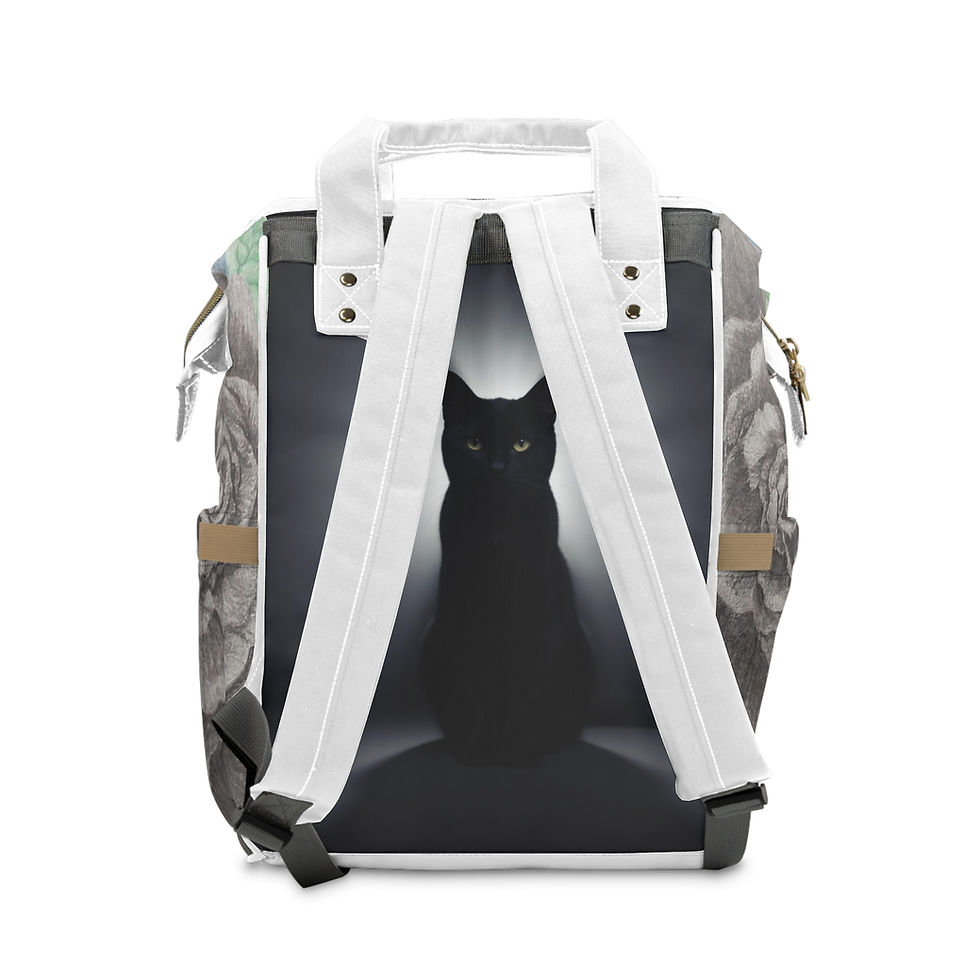 Thumbnail: Black Rose, Cat Diaper Backpack | Black Rose Print