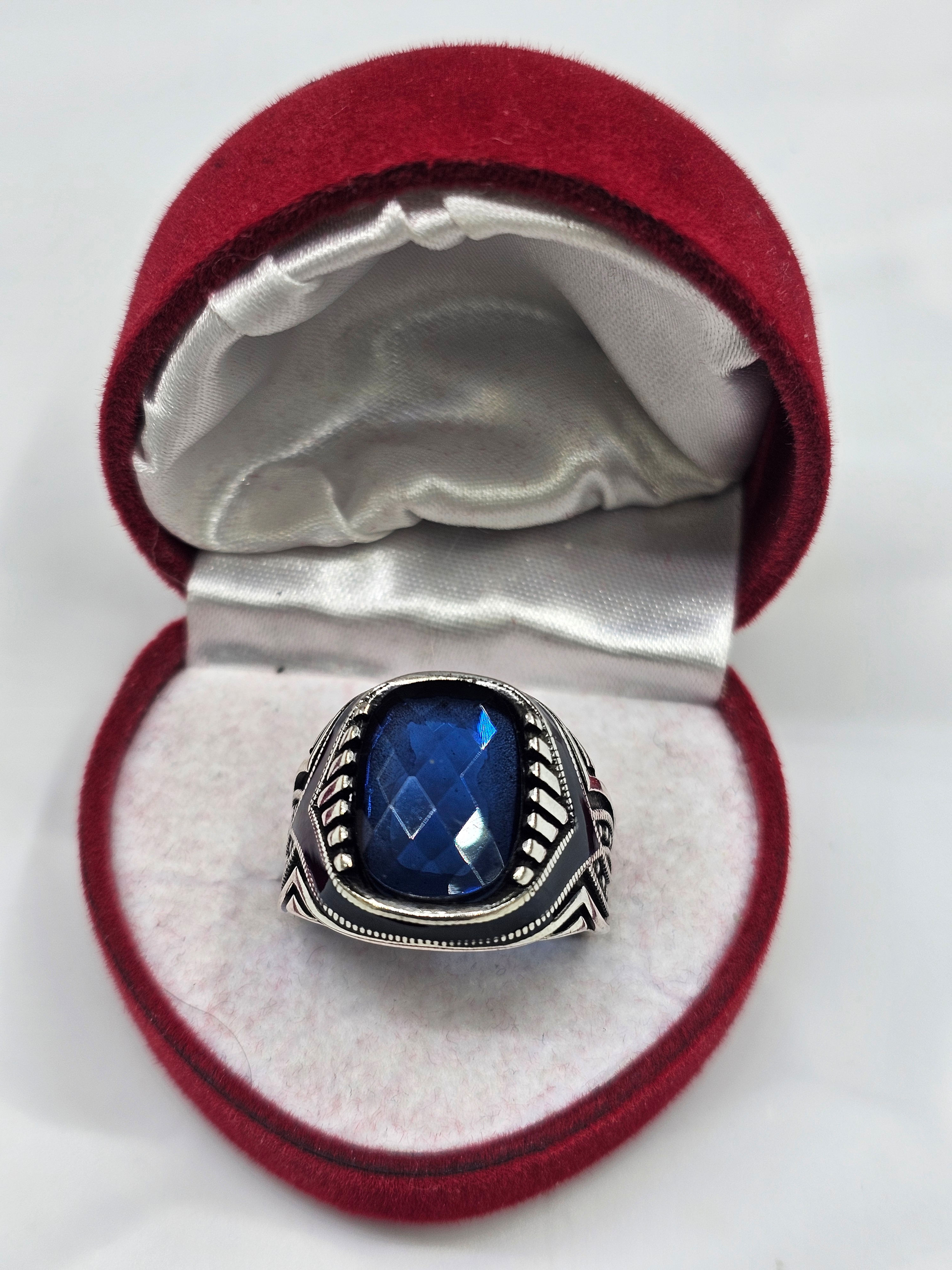 Mavi Tanzanit Taşlı Gümüş Yüzük 7.08