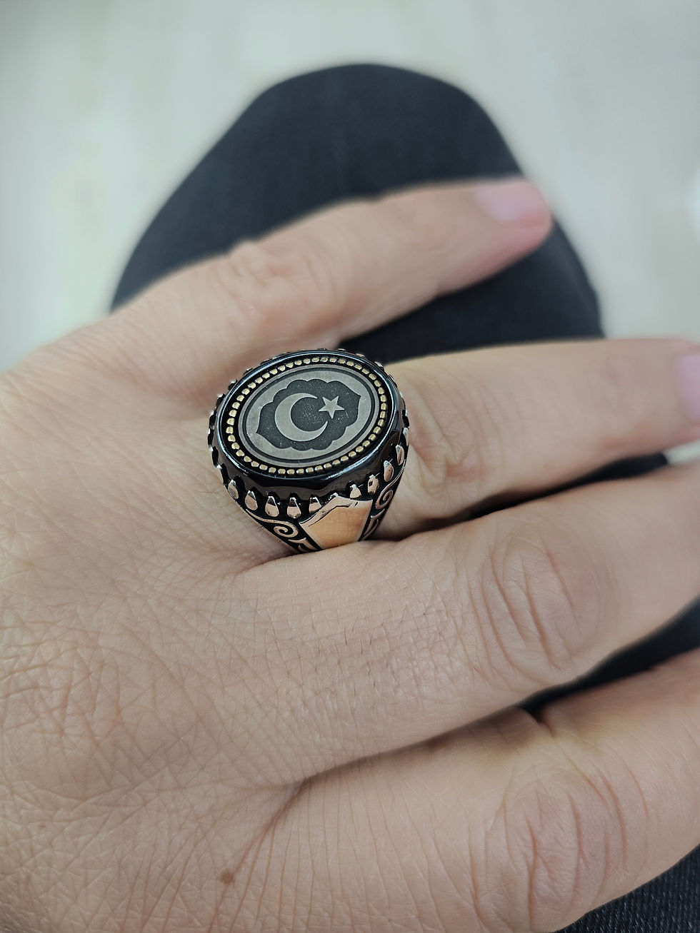 Küçük resim: Ay Yıldızlı Gümüş Erkek Yüzük 17.89