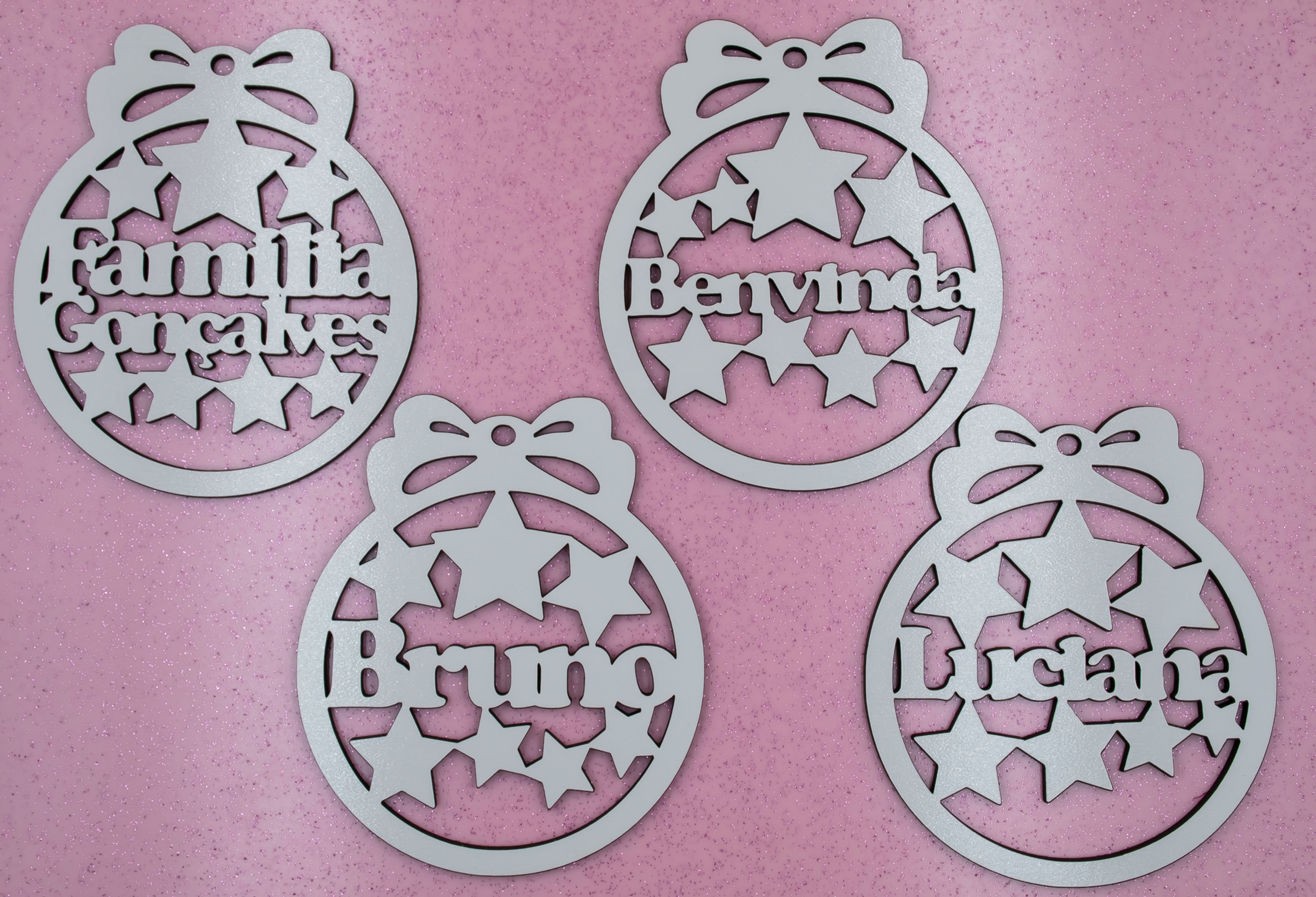 🎄✨ Bolinhas de Natal com Nome Recortado – Modelo 1 ✨🎄