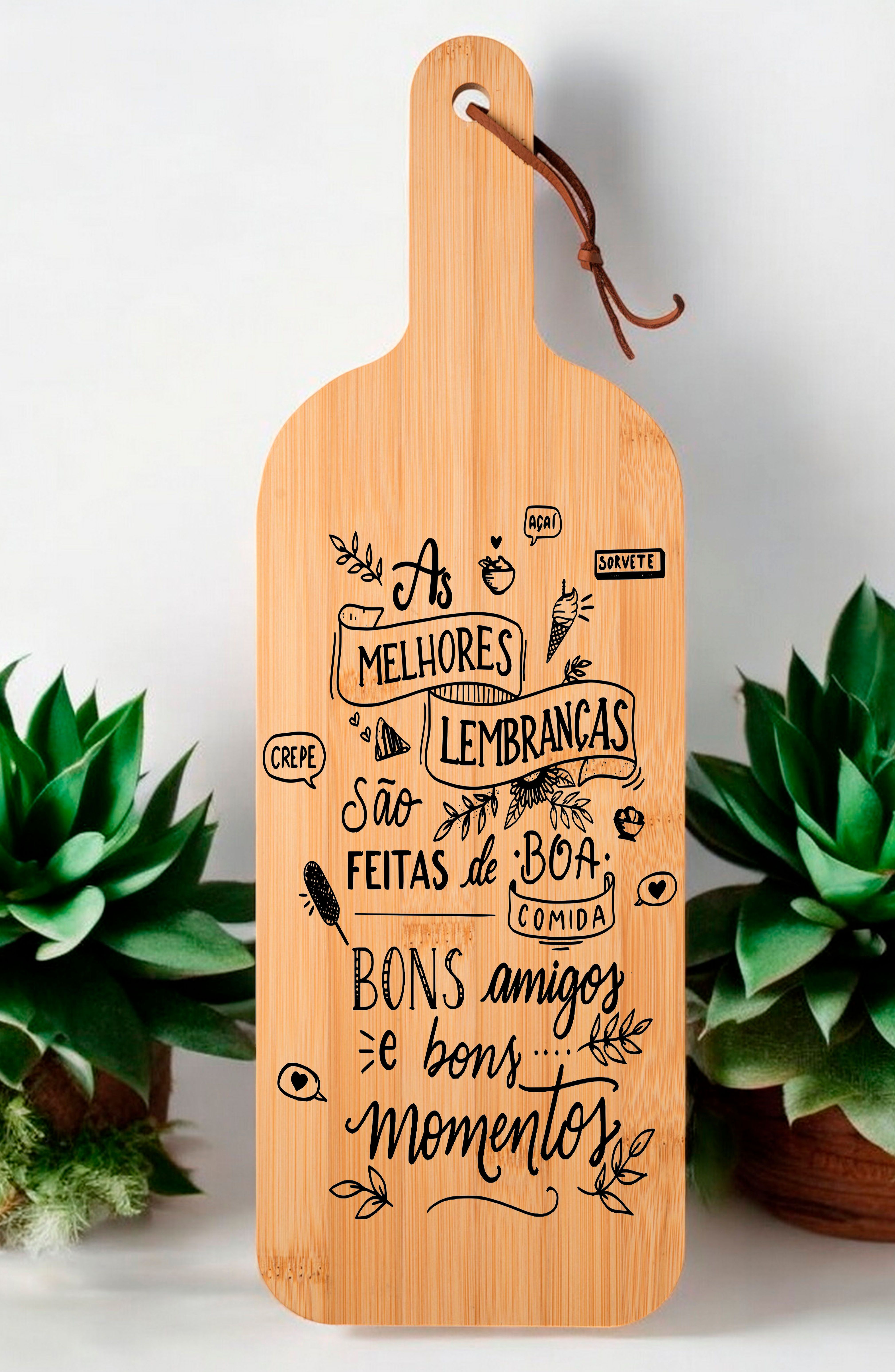 🍃 Tábua Decorativa em Bambu com Frases 🍃