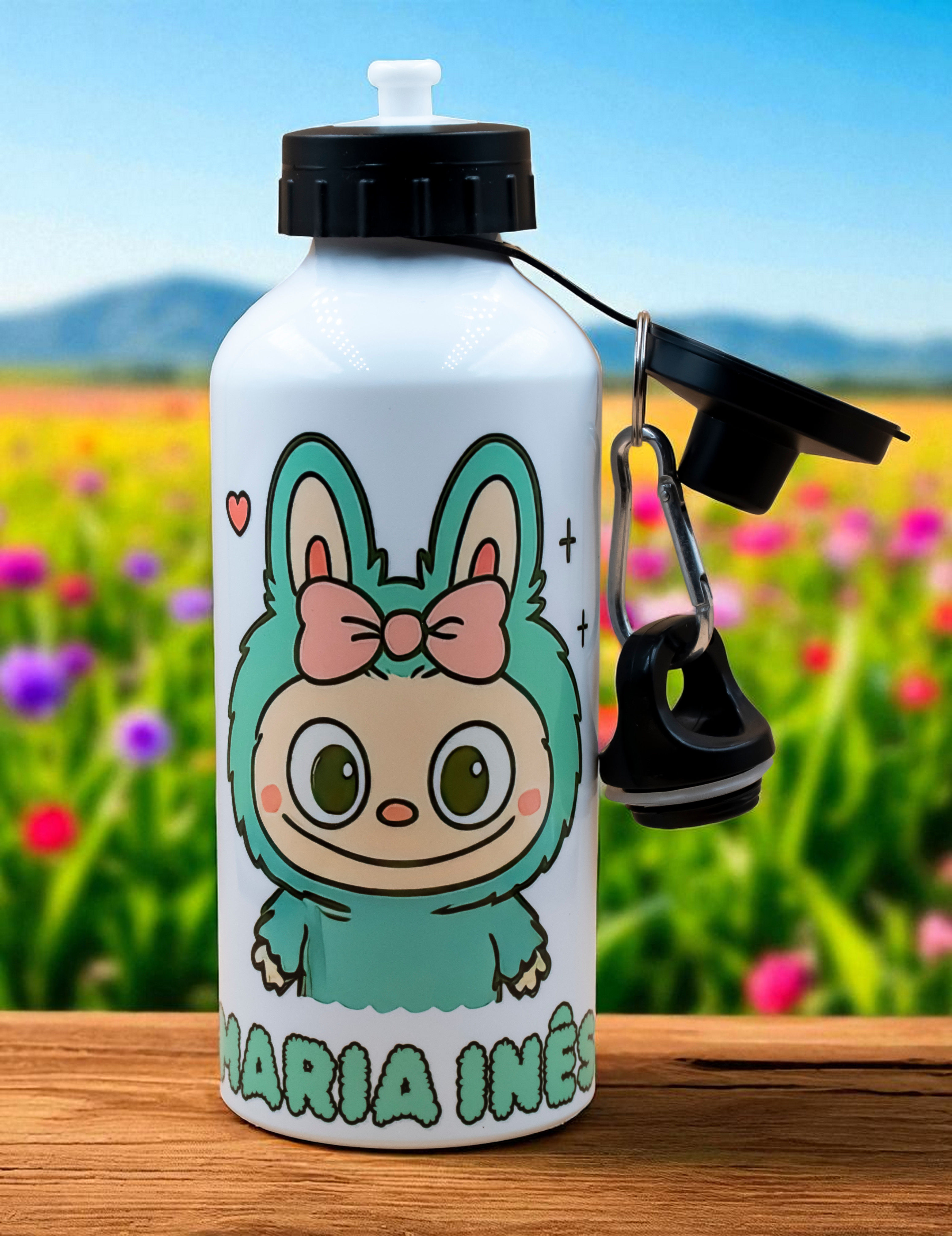 🚰Garrafa Infantil com Bebedouro  - Modelos LABUBU (Personalizáveis)🌈