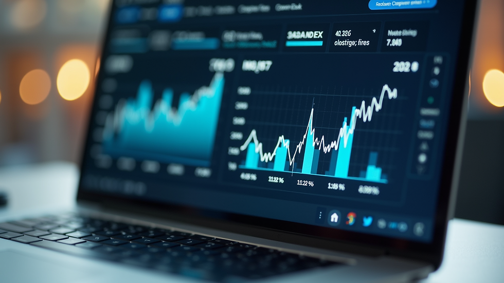 Close-up view of a laptop screen showing analytics and marketing data