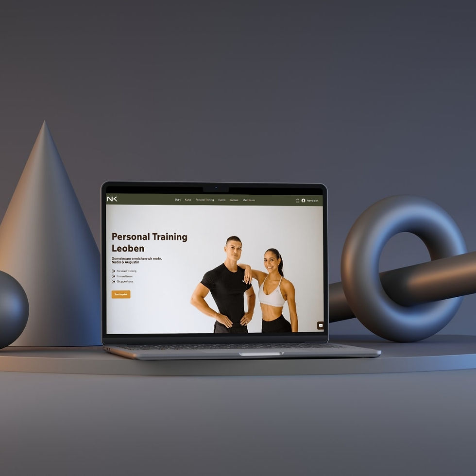 Webdesign für die Fitnessbranche: Digitale Ansicht der sportlichen Startseite für NK-Fitness.