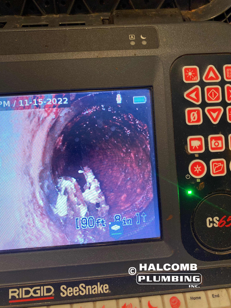 Sewer camera screen while recording video