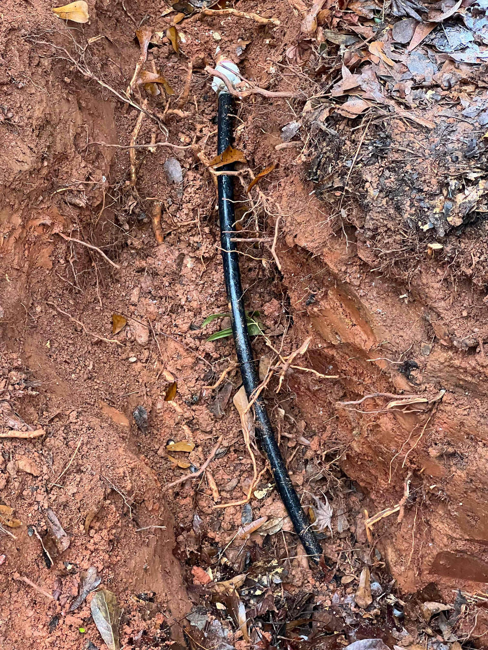 New water pipe installation in yard