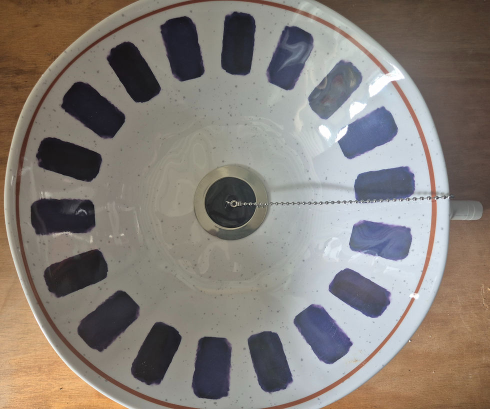 Thumbnail: Purple Brushstroke Melamine Basin – 32cm Artisan Campervan Sink