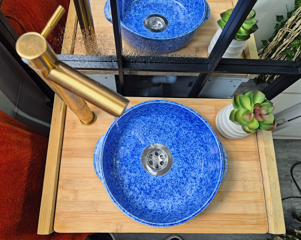Thumbnail: Blue Ceramic Basin – 24cm Rustic Sink