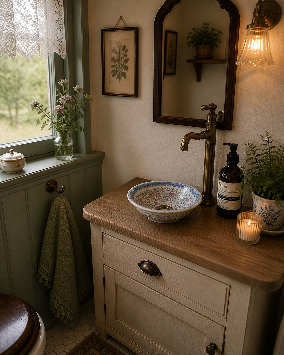 Thumbnail: Vintage Willow Bloom Ceramic Sink – Floral Compact Sink for Campervans 