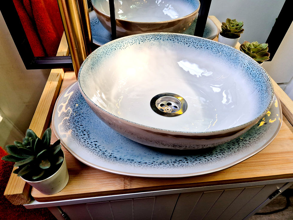 Thumbnail: Speckle Egg Melamine Campervan Sink with Tray – Lightweight Bowl & Worktop Set 