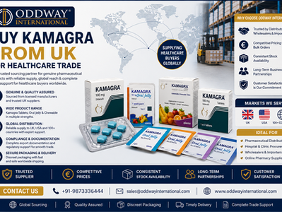 Oddway International promotional banner for Kamagra wholesale supply in Europe featuring Kamagra 100 mg tablets, Kamagra Oral Jelly, and Kamagra Chewable Tablets. The image highlights pharmaceutical distribution, bulk medicine sourcing, Europe-wide supply, quality assurance, secure delivery, competitive pricing, stock availability, and global healthcare trade. A warehouse background and European map emphasize international pharmaceutical logistics and wholesale distribution services.