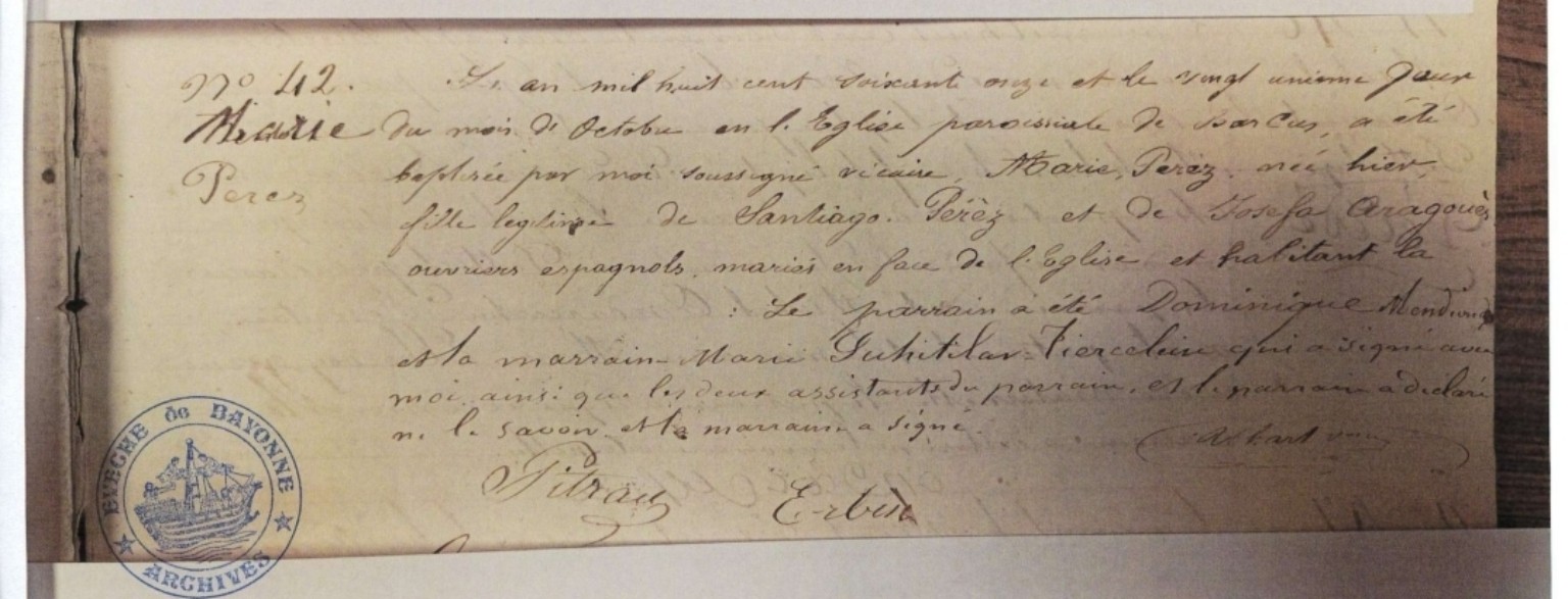 Registro histórico manuscrito con sello de archivo para búsqueda de origen