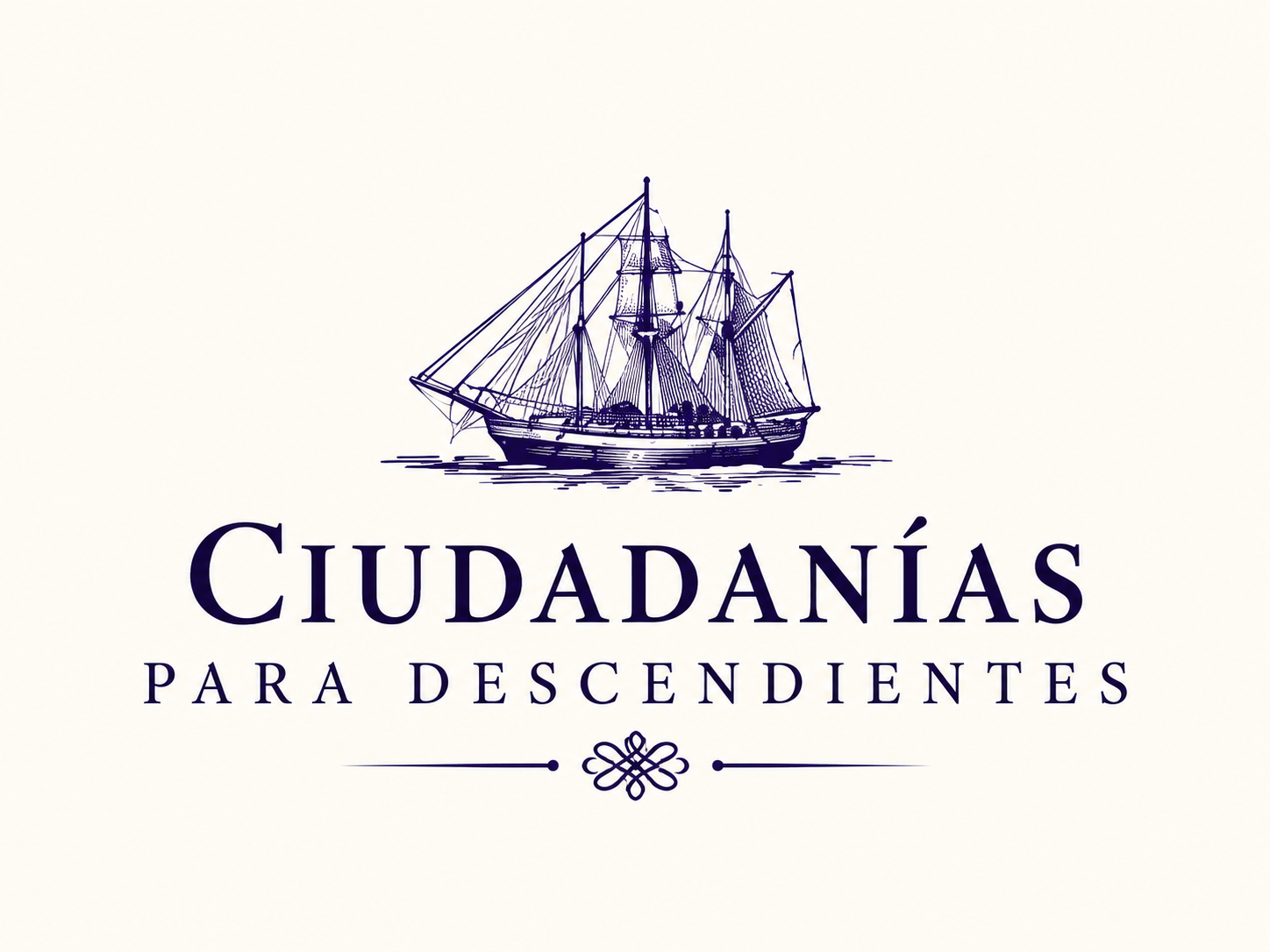 Ciudadanías para Descendientes: emblema de barco antiguo en azul marino