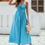 Thumbnail: Summer New Solid Color Sexy Backless U-Collar Strap Back Long Dress